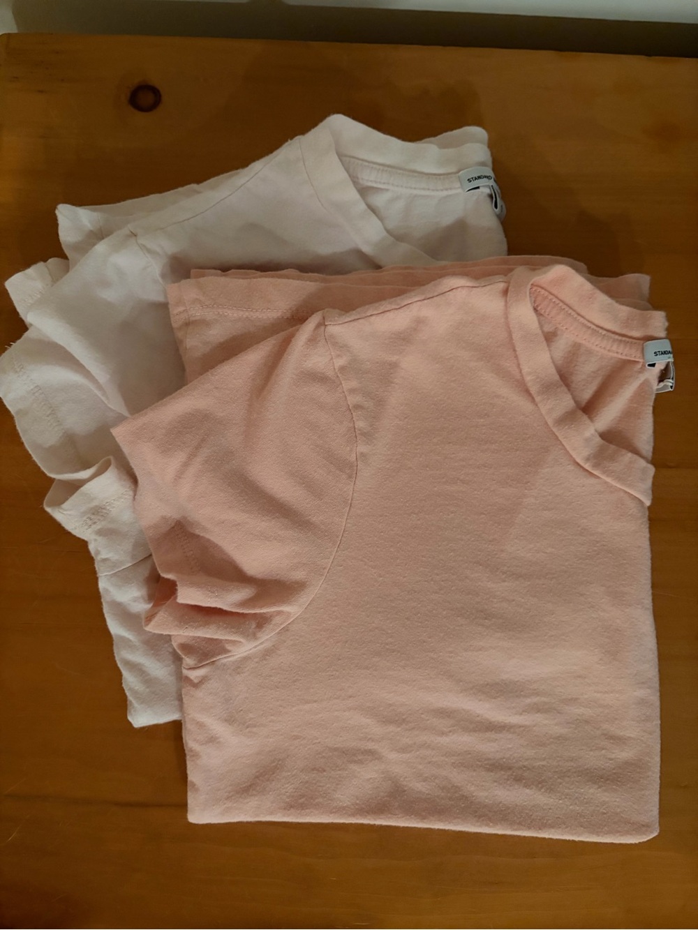 James Perse Light Blush Pink and Light Coral Crewneck Tee Duo